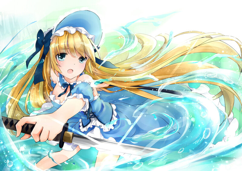 Blonde Girl with Sword — Blue, Dynamic, Anime