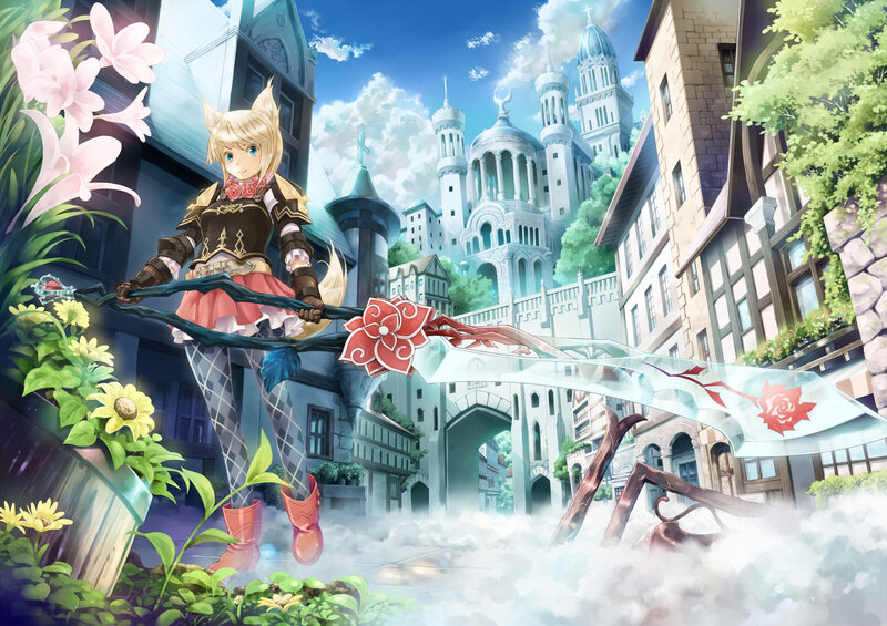 Blonde Girl with Sword — Blue, Serene