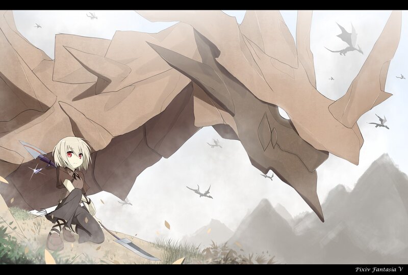 Blonde Girl with Sword — Brown, Dramatic, Digital Art