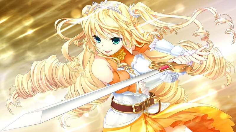 Blonde Girl with Sword — Gold, Dramatic, Anime