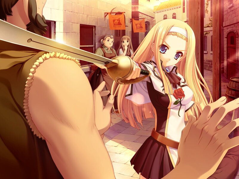 Blonde Girl with Sword — Gold, Dramatic