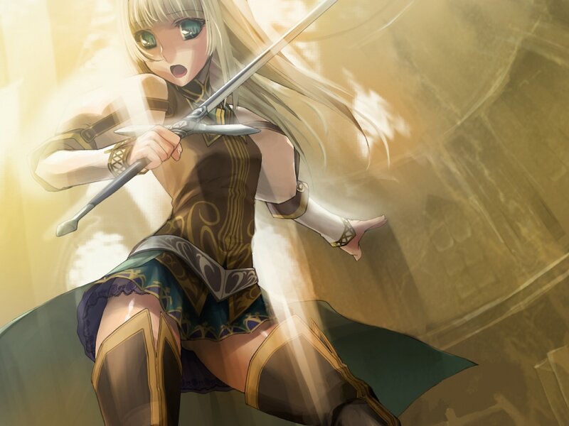 Blonde Girl with Sword — Gold