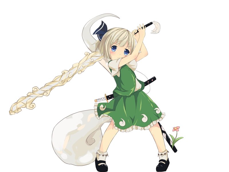 Blonde Girl with Sword — Green, Action