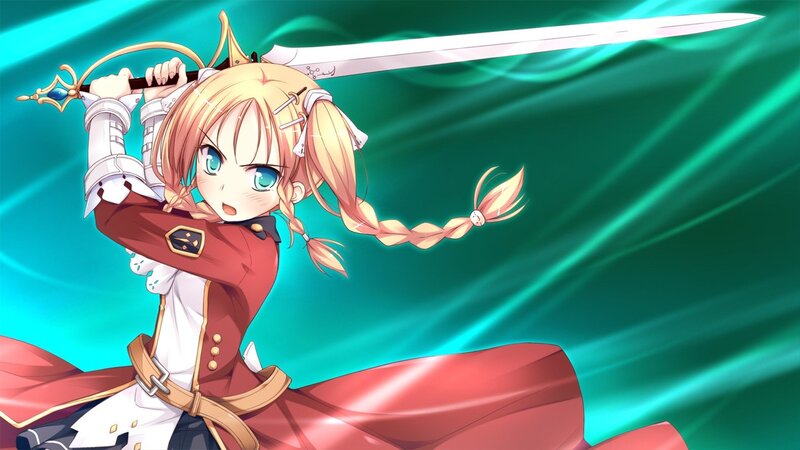 Blonde Girl with Sword — Green, Dramatic, Anime