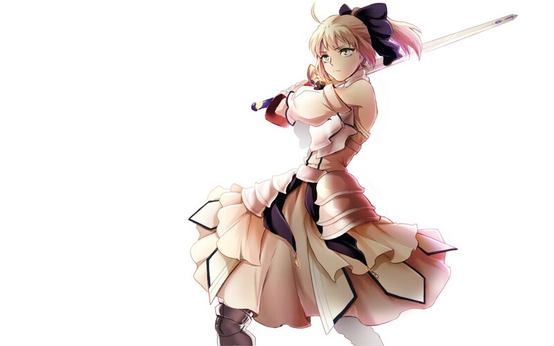 Blonde Girl with Sword — Pink, Determined