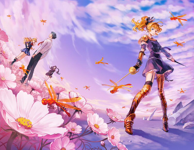 Blonde Girl with Sword — Pink, Dreamy