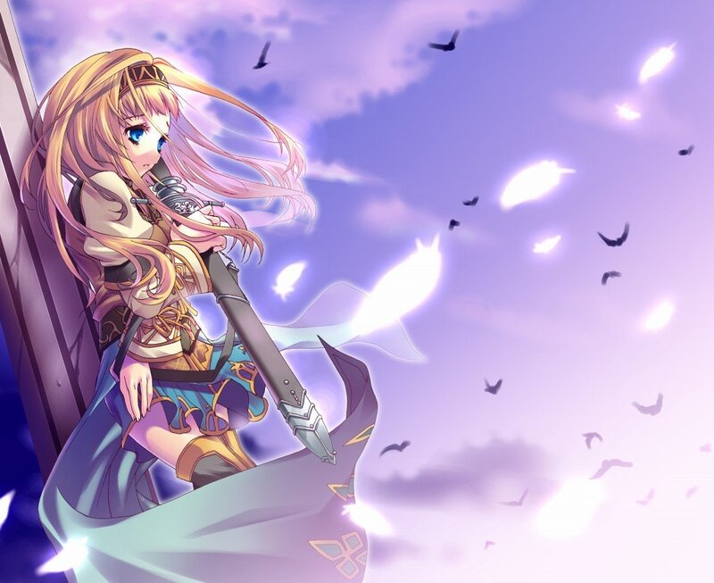 Blonde Girl with Sword — Purple