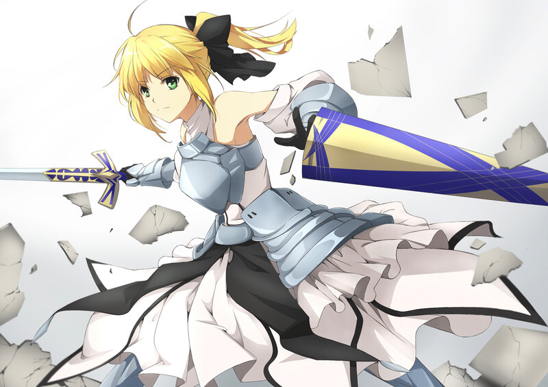 Blonde Girl with Sword — White, Action