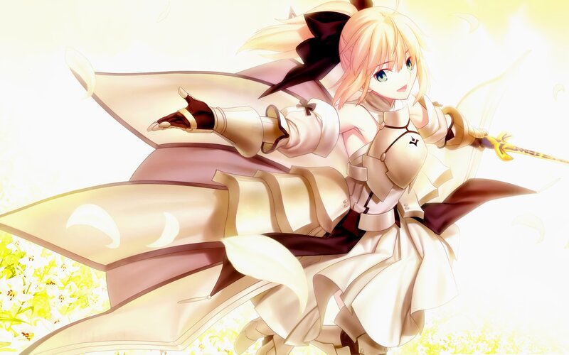 Blonde Girl with Sword — White, Bright, Heroic