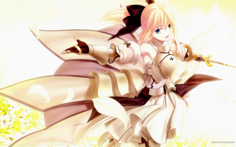 Blonde Girl with Sword — White, Bright