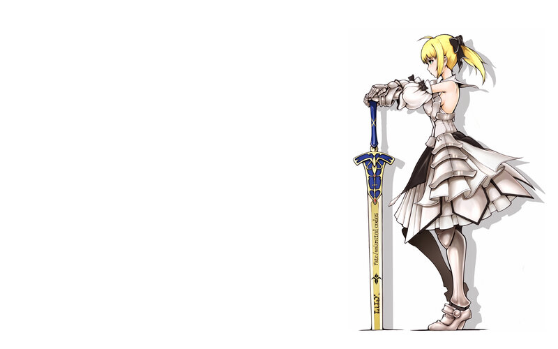 Blonde Girl with Sword — White, Calm, Anime, Dress