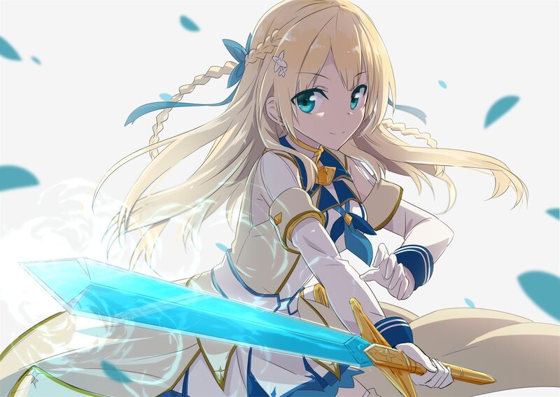 Blonde Girl with Sword — White, Determined, Anime