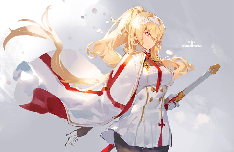 Blonde Girl with Sword — White, Dramatic, Anime, Cape