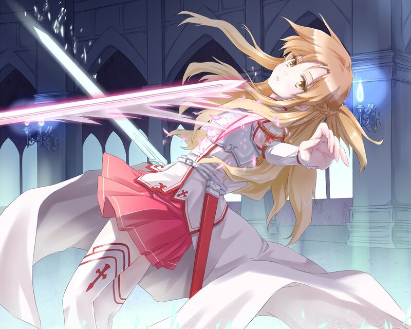 Blonde Girl with Sword — White, Dramatic, Anime, Castle
