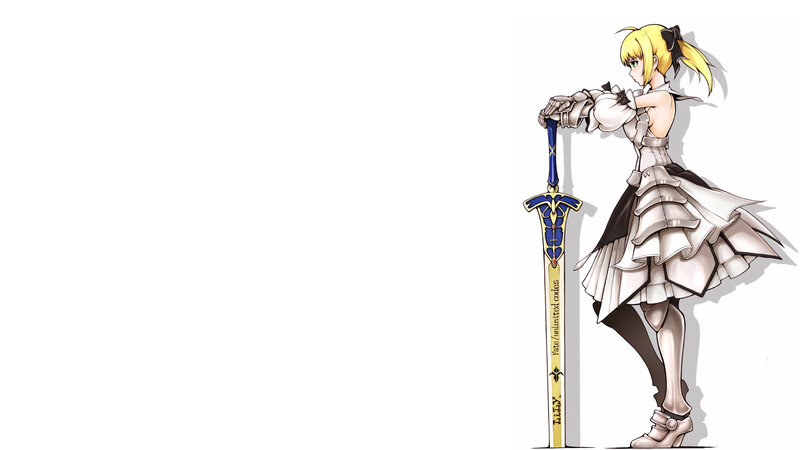 Blonde Girl with Sword — White, Dramatic, Anime, Dress