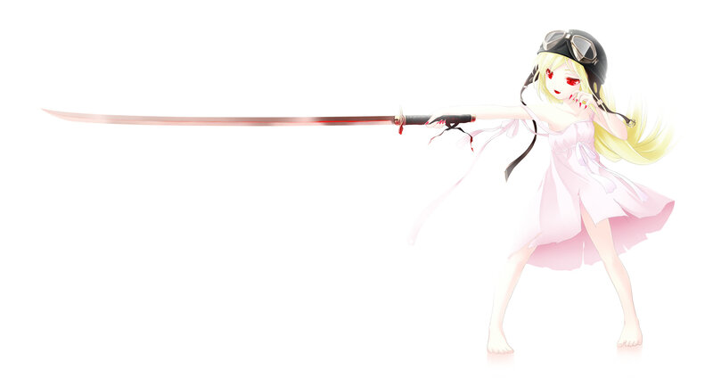 Blonde Girl with Sword — White, Dramatic, Anime, Goggles