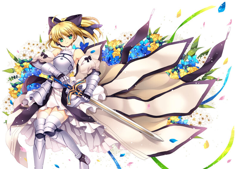 Blonde Girl with Sword — White, Dramatic, Anime