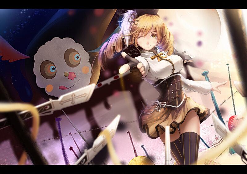 Blonde Girl with Sword — White, Dramatic, Night, Anime, Skull
