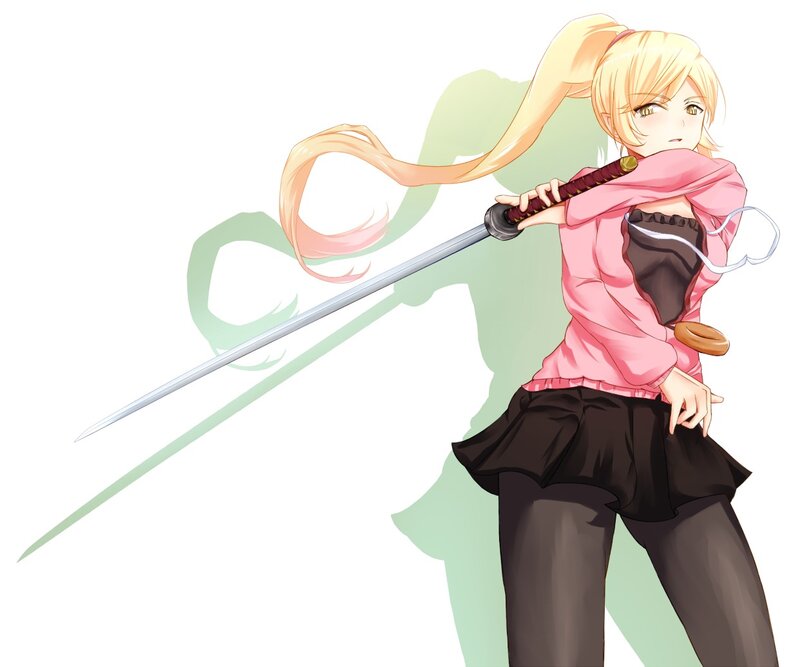 Blonde Girl with Sword — White, Dynamic, Anime