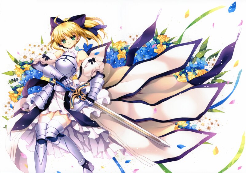 Blonde Girl with Sword — White, Festive