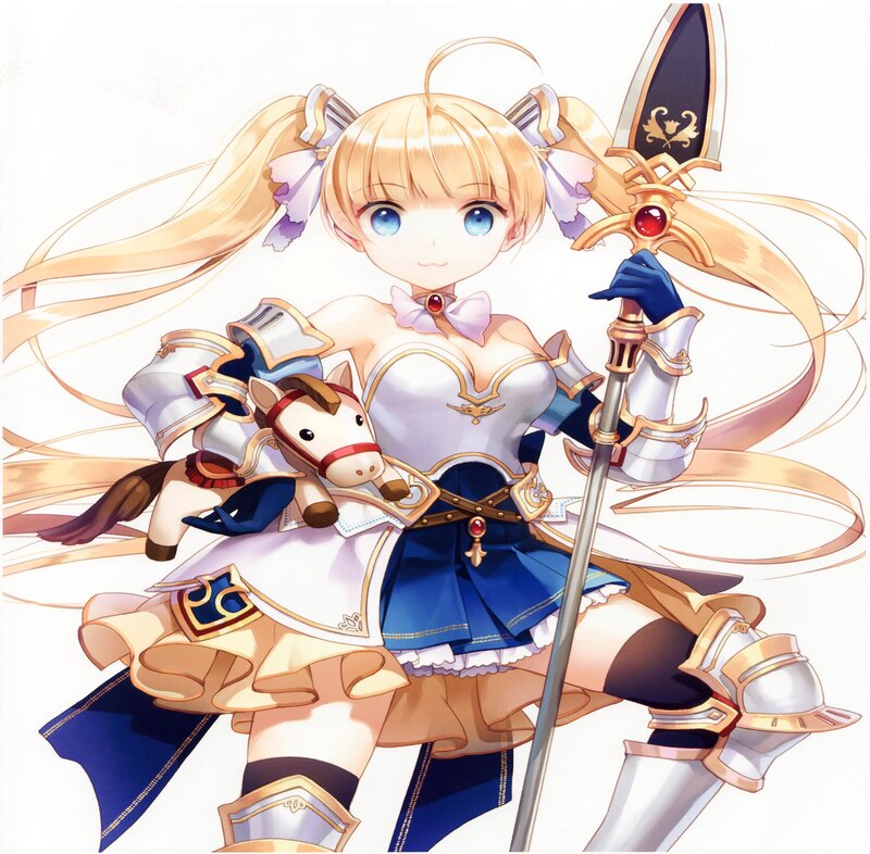 Blonde Girl with Sword — White, Playful