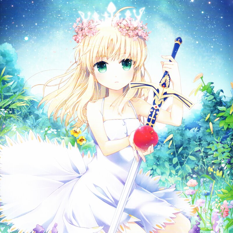 Blonde Girl with Sword — White, Serene, Night