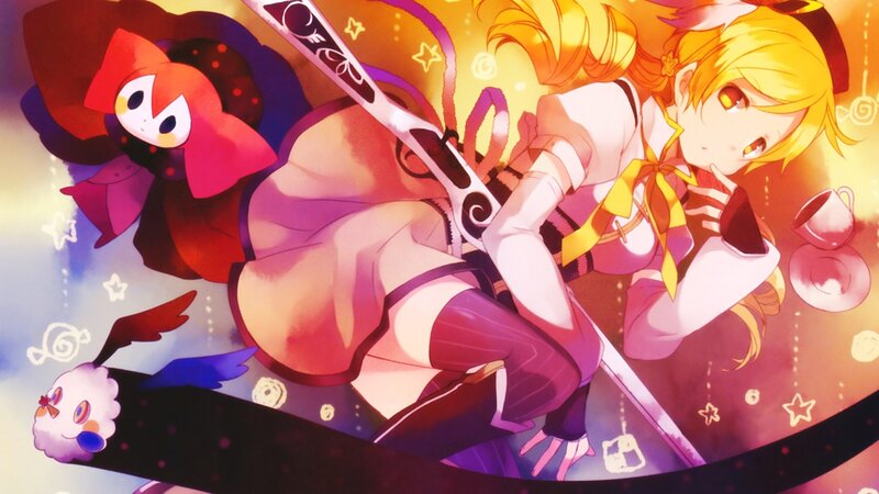 Blonde Girl with Sword — Yellow, Dramatic, Anime, Red Creature