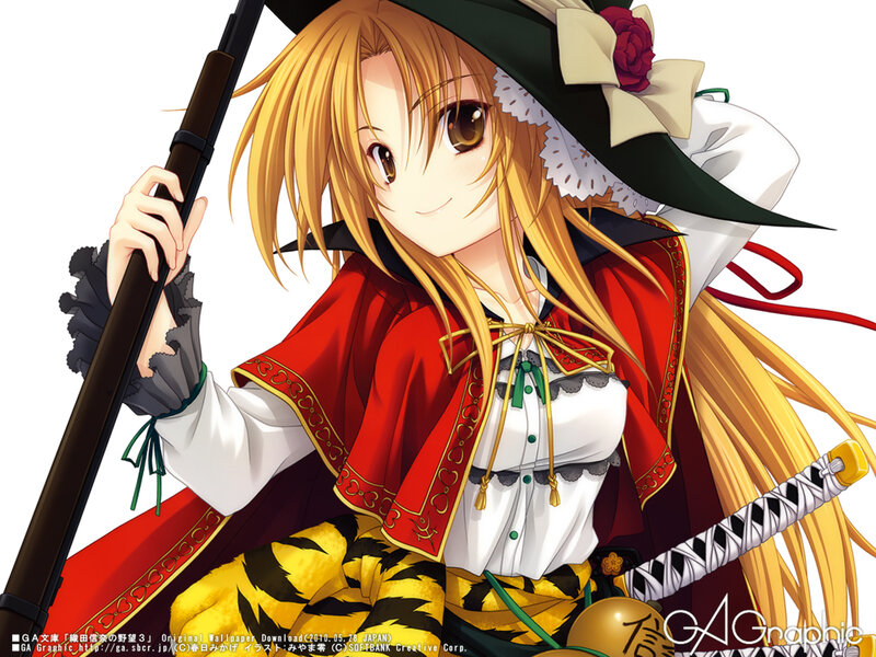 Blonde Girl with Sword — Yellow, Playful