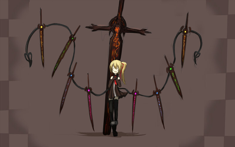 Blonde Girl with Swords — Brown