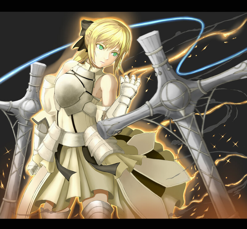 Blonde Girl with Swords — Gold