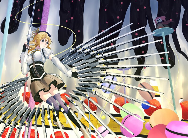 Blonde Girl with Swords — White, Dynamic