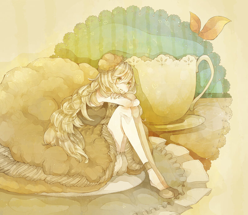 Blonde Girl with Tea Cup — Yellow