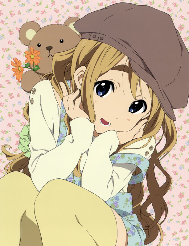 Blonde Girl with Teddy Bear — Pink, Cheerful