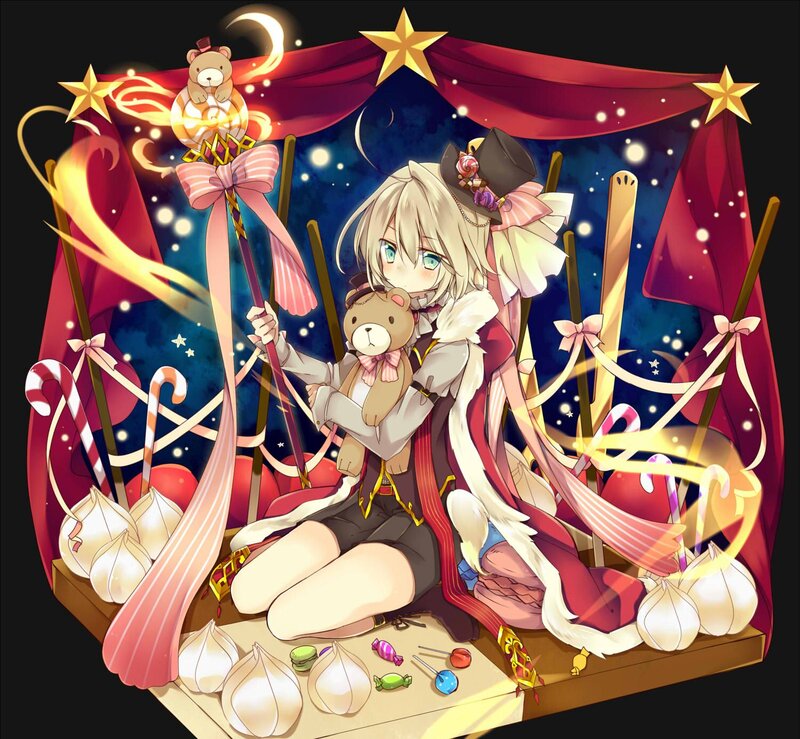 Blonde Girl with Teddy Bear — Red, Festive