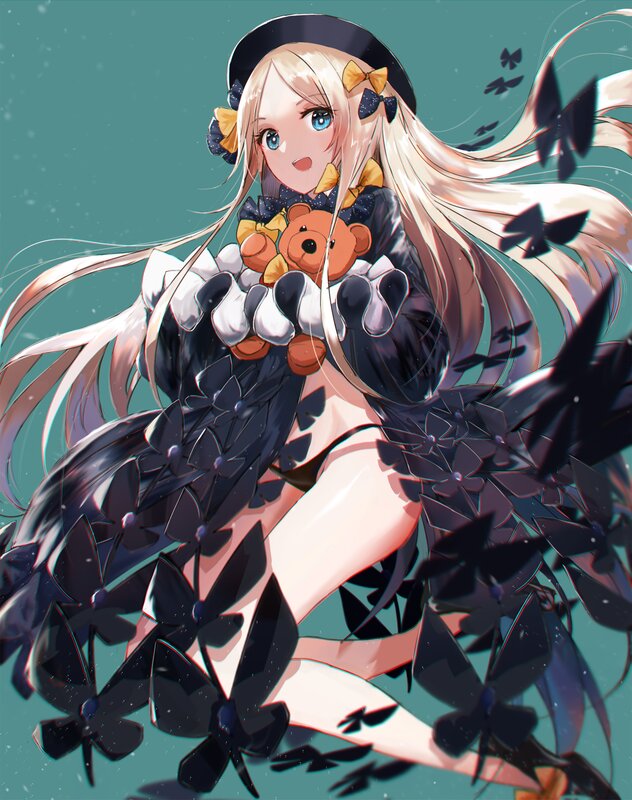 Blonde Girl with Teddy Bear — Teal