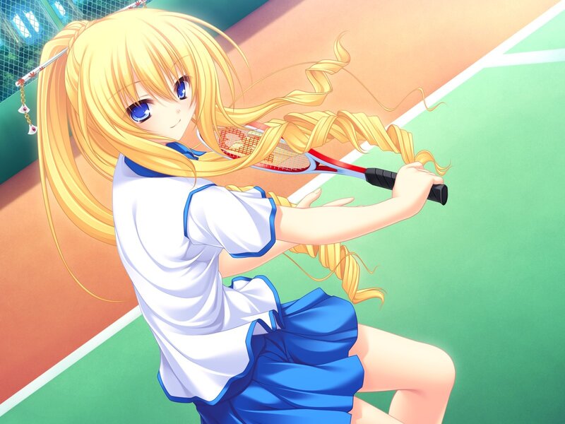 Blonde Girl with Tennis Racket