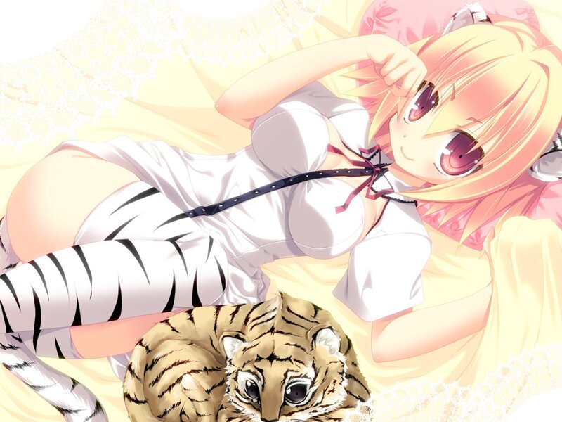 Blonde Girl with Tiger Cub — Yellow