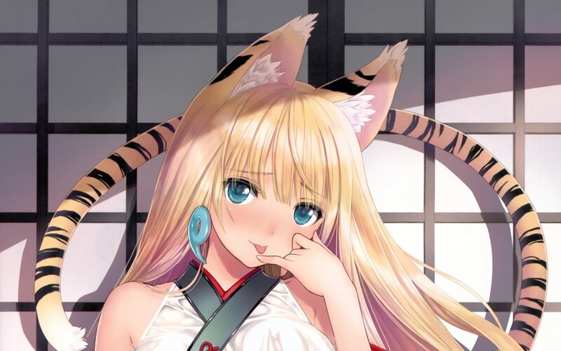 blonde girl with tiger ears