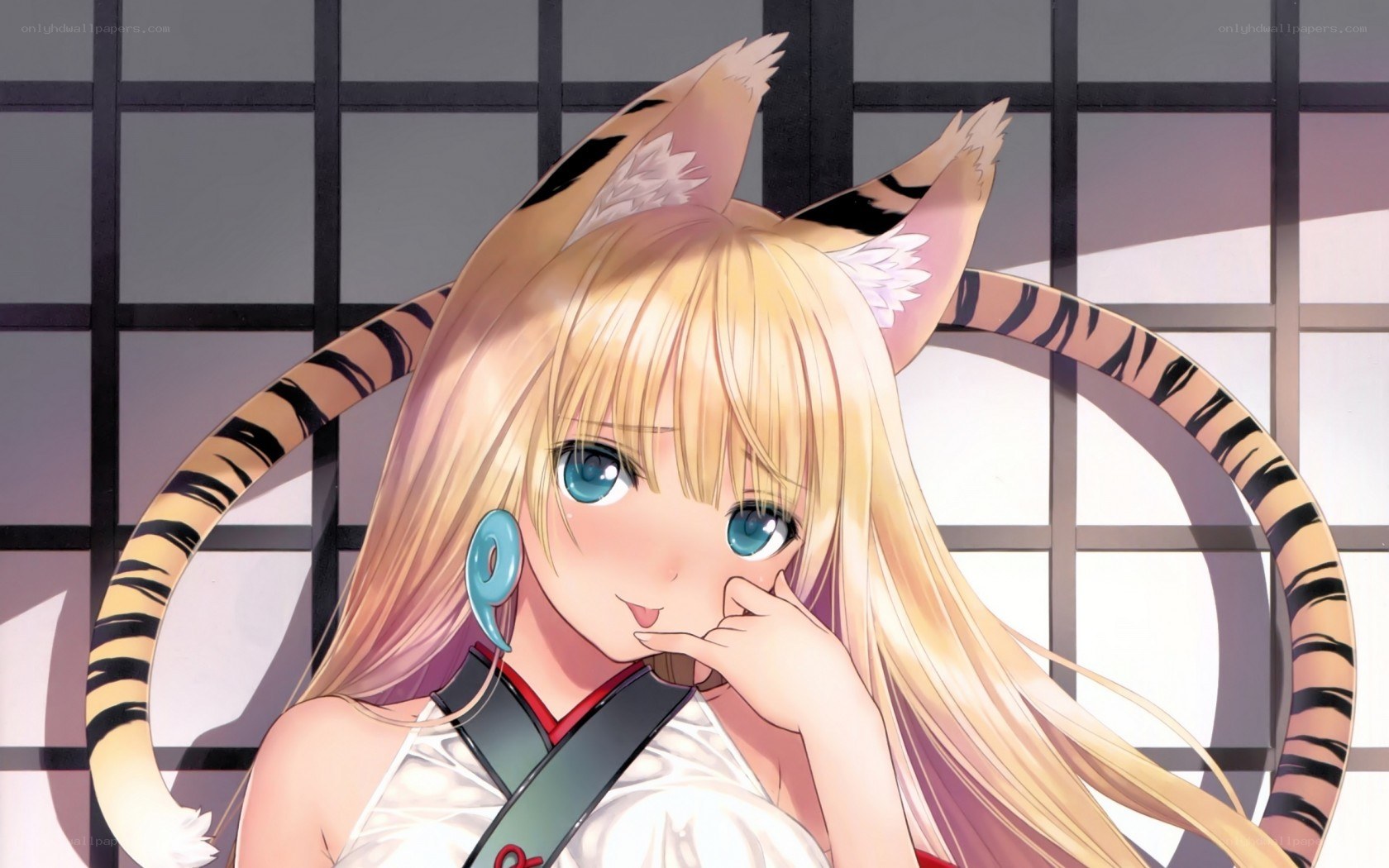 blonde girl with tiger ears