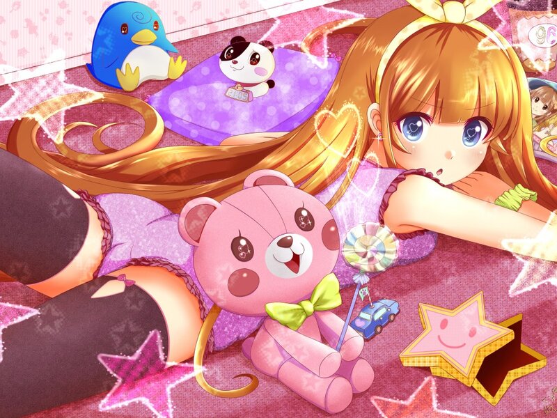 Blonde Girl with Toys