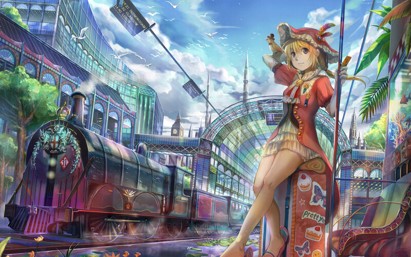 Blonde Girl with Train