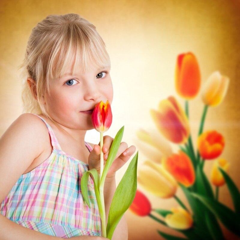 Blonde Girl with Tulip