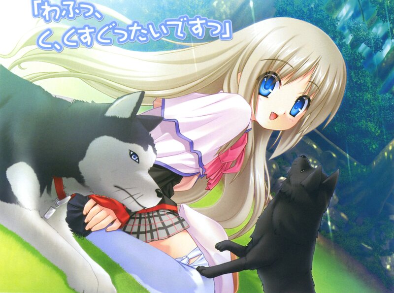 Blonde Girl with Two Dogs