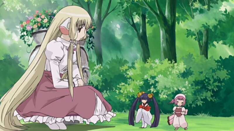 Blonde Girl with Two Small Figures