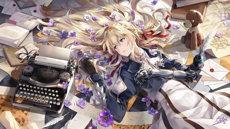 Blonde Girl with Typewriter