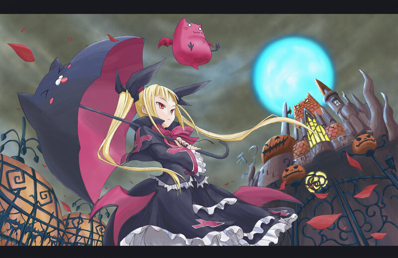 Blonde Girl with Umbrella — Black