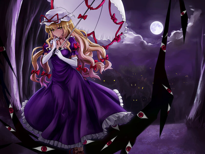 Blonde Girl with Umbrella — Purple, Dark