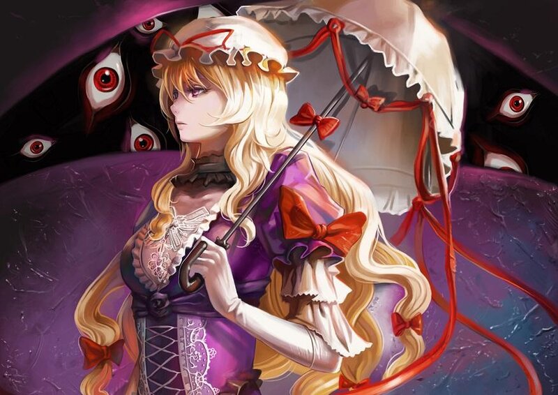 Blonde Girl with Umbrella — Purple, Dramatic, Night
