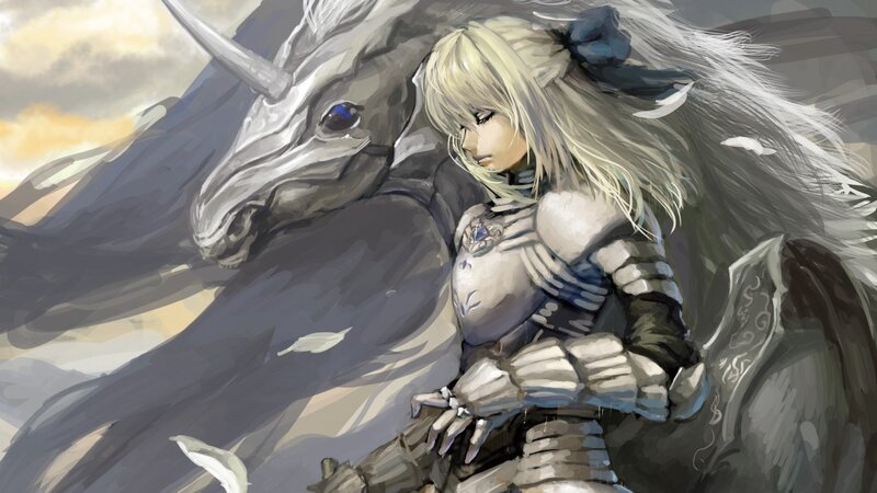 Blonde Girl with Unicorn
