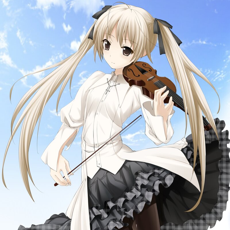 Blonde Girl with Violin — Blue